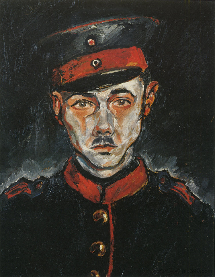 白脸自画像 Self-portrait with a white face (1917; Berlin,Germany  )，沃尔特·格拉马特