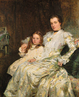 查德维克-希利夫人和她女儿的肖像 Portrait of Mrs Chadwyck-healy and Her Daughter (1901)，沃尔特·奥斯本