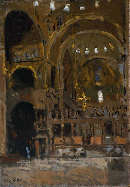 威尼斯圣马可教堂内部 Interior of St Mark's, Venice (1896)，华特·席格