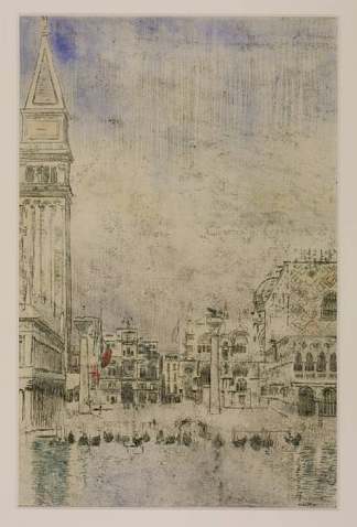 威尼斯广场和老钟楼 The Piazzetta and the Old Campanile, Venice (c.1901)，华特·席格