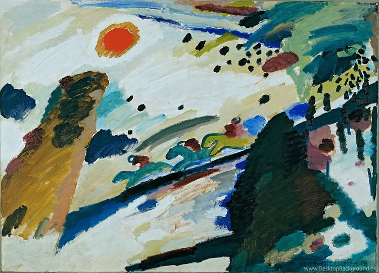 浪漫的风景 Romantic landscape (1911; Munich / Monaco,Germany ),瓦西里·康定斯基