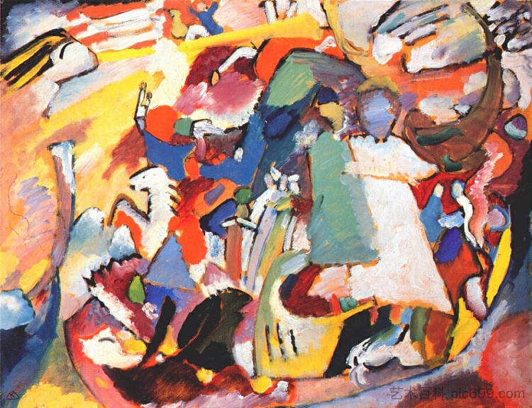 最后审判的天使 Angel of the Last Judgment (1911; Munich / Monaco,Germany ),瓦西里·康定斯基