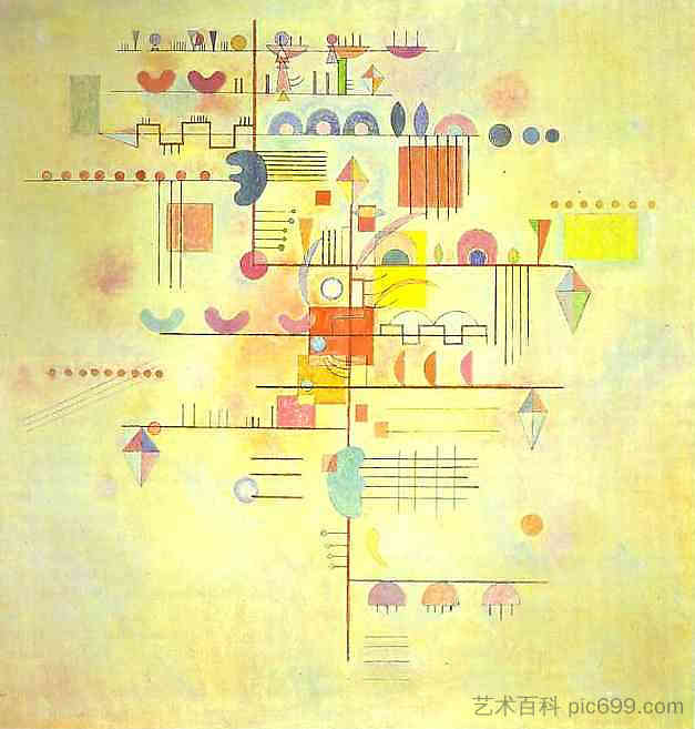 柔和的口音 Gentle accent (1934; Paris,France ),瓦西里·康定斯基