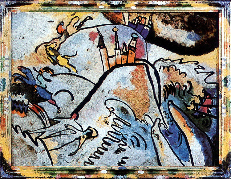 阳光下的玻璃画(小乐趣) Glass Painting with the Sun (Small Pleasures) (1910; Munich / Monaco,Germany ),瓦西里·康定斯基