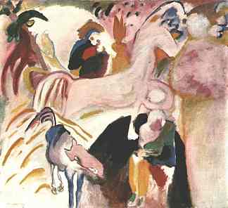 马 Horses (1909; Munich / Monaco,Germany                     )，瓦西里·康定斯基
