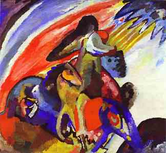 即兴创作 12 （骑士） Improvisation 12 (Rider) (1910; Munich / Monaco,Germany                     )，瓦西里·康定斯基