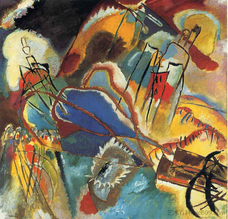 即兴创作 30 （大炮） Improvisation 30 (Cannons) (1913; Munich / Monaco,Germany  )，瓦西里·康定斯基