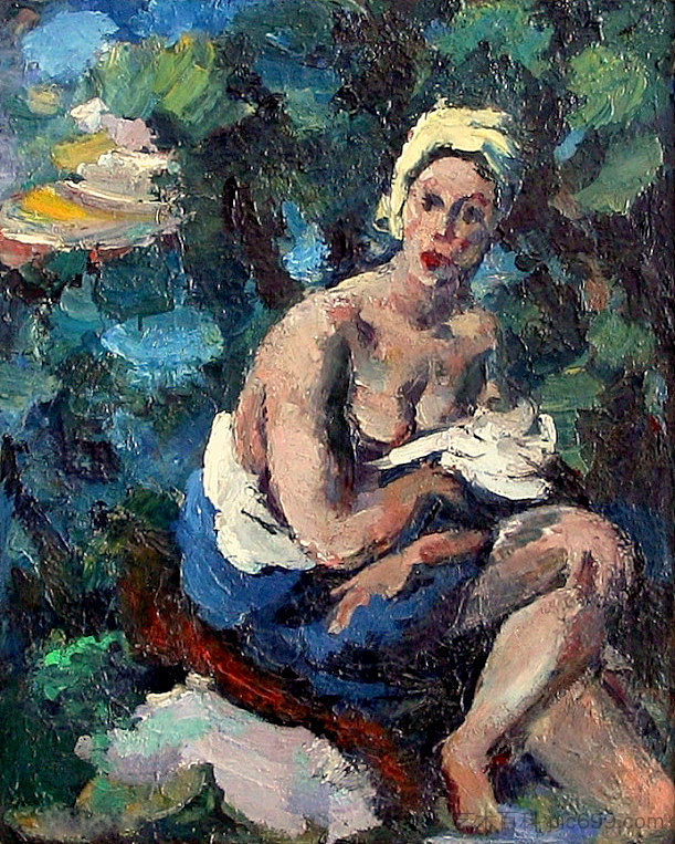 半裸女人 Semi Nude Woman (c.1925)，瓦西里·康定斯基