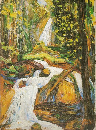 科切尔：瀑布I Kochel: Waterfall I (1900; Germany                     )，瓦西里·康定斯基