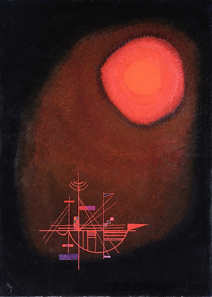 红太阳和船 Red Sun and Ship (1925),瓦西里·康定斯基