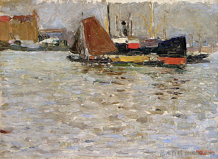 鹿特丹太阳 Rotterdam sun (1906; Munich / Monaco,Germany ),瓦西里·康定斯基