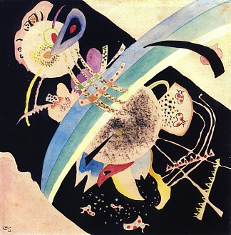 研究“黑圈” Study for “Circles on Black” (1921; Moscow,Russian Federation                     )，瓦西里·康定斯基