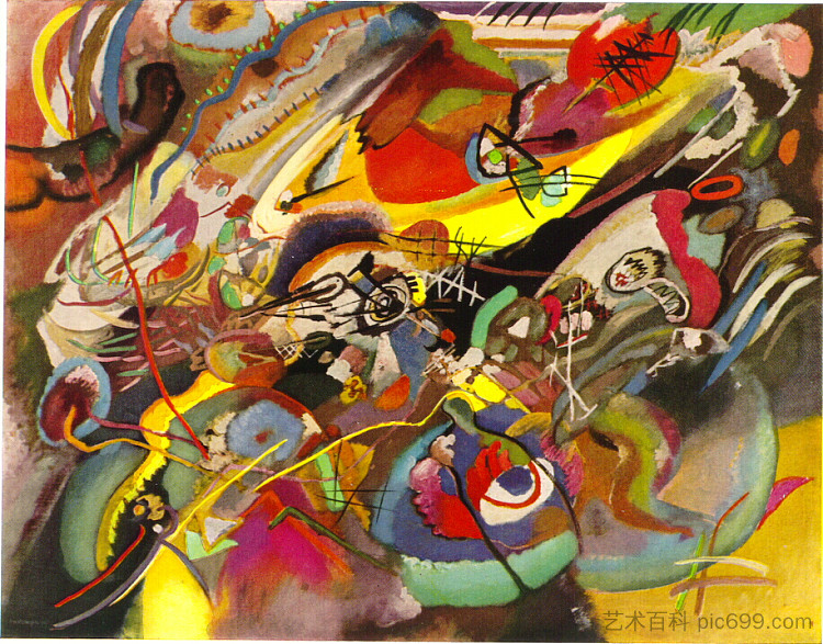 《作文七》研究 Study for "Composition VII" (1913; Munich / Monaco,Germany ),瓦西里·康定斯基