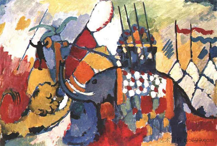 大象 The elephant (1908; Munich / Monaco,Germany ),瓦西里·康定斯基