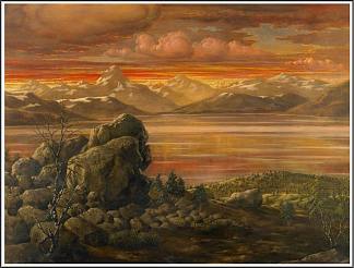 日落时的山地景观 Mountain Landscape at Sunset (c.1939)，维尔纳·佩纳