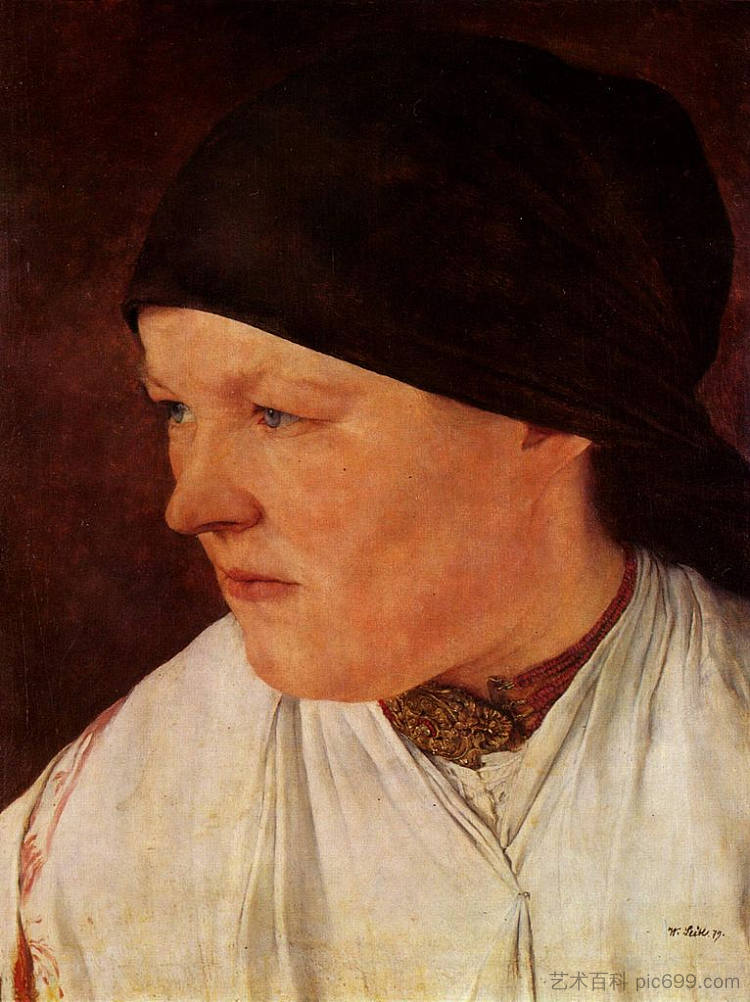 农场女孩的头 Head of a Farm Girl (1879)，威廉·莱伯尔