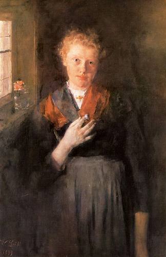 窗边的女孩 Girl by a Window (1899)，威廉·莱伯尔