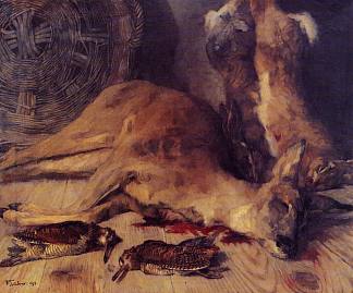 静物与鹿，野兔和鹬 Still Life with Deer, Hare, and Snipes (c.1873)，威廉·特鲁纳