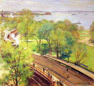 炮台公园，春天 Battery Park, Spring (1924)，乌伊拉德·梅特卡夫