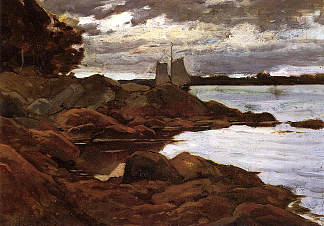 缅因州海岸的一天关闭 Close of Day on the Maine Shore (1881)，乌伊拉德·梅特卡夫