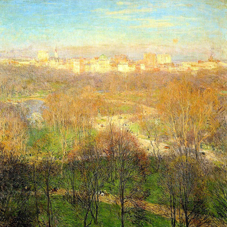 早春下午，中央公园 Early Spring Afternoon, Central Park (1911)，乌伊拉德·梅特卡夫