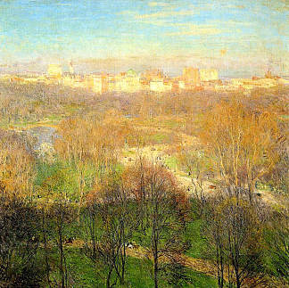 早春下午，中央公园 Early Spring Afternoon, Central Park (1911)，乌伊拉德·梅特卡夫