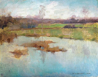 池塘吉维尼 Pond Giverny (1884)，乌伊拉德·梅特卡夫