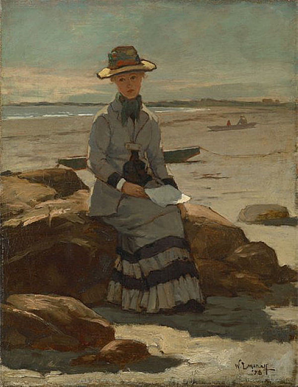 海滩上的年轻女士 Young Lady on the Beach (1878)，乌伊拉德·梅特卡夫