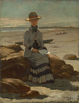 海滩上的年轻女士 Young Lady on the Beach (1878)，乌伊拉德·梅特卡夫