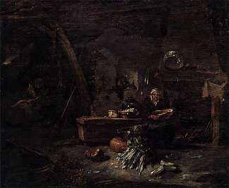 厨房内部 Interior of a Kitchen (1644)，威廉·考尔夫