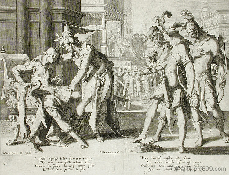 坎比西斯指挥斩杀西萨姆尼斯法官 Cambyses Commanding the Flaying of Judge Sisamnes (1607),斯瓦嫩堡的威廉