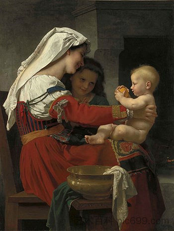 母亲的钦佩 - 巴斯 Maternal Admiration - The Bath (1869),威廉·阿道夫·布格罗