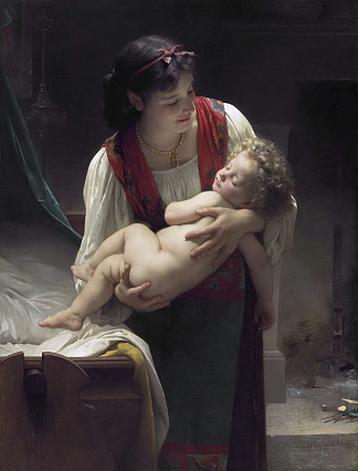 摇篮曲（就寝时间） Lullaby (Bedtime) (1873)，威廉·阿道夫·布格罗