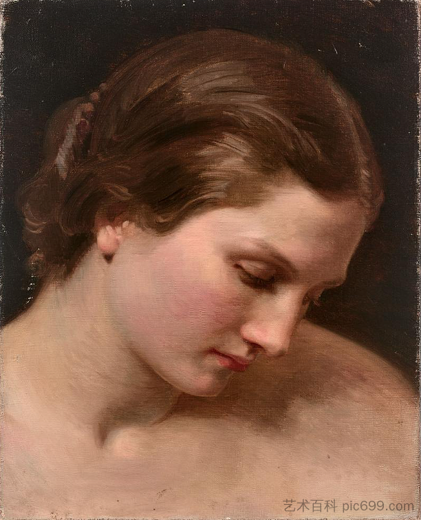 一个女人的脸在轮廓，推测研究“第一次不和谐” Face of a woman in profile, presumed study for 'The First Discord，威廉·阿道夫·布格罗