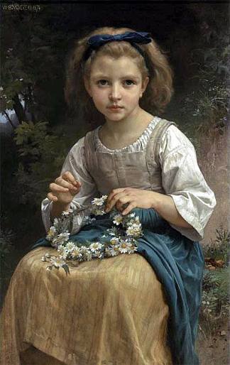 儿童编织皇冠 Child Braiding A Crown (1874)，威廉·阿道夫·布格罗