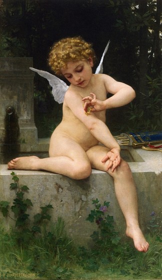 丘比特与蝴蝶 Cupid with Butterfly (1888)，威廉·阿道夫·布格罗