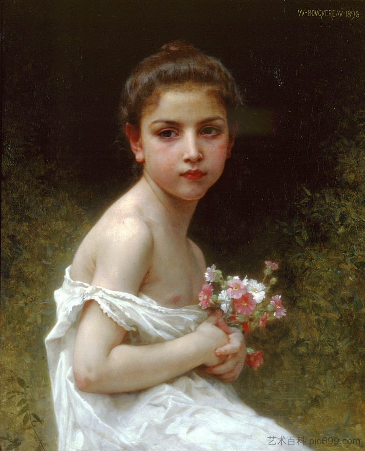 女孩花束 Girl bouquet (1896),威廉·阿道夫·布格罗
