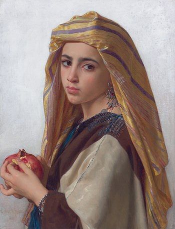 拿石榴的女孩 Girl with a Pomegranate (1875)，威廉·阿道夫·布格罗