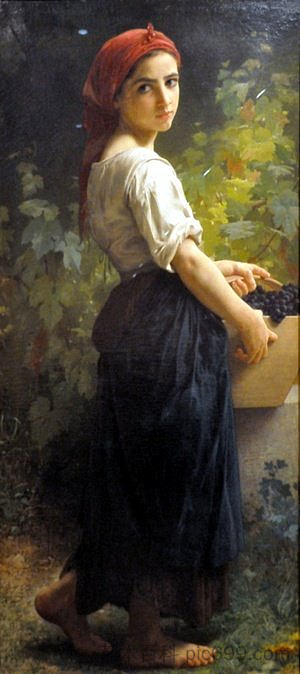 女孩与葡萄 Girl with Grapes (1875)，威廉·阿道夫·布格罗