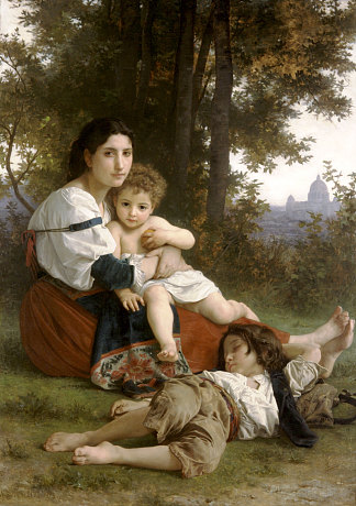 母亲与子女 Mother and Children (1879)，威廉·阿道夫·布格罗