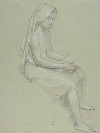 坐着蒙面纱的女性形象的研究 Study of a Seated Veiled Female Figure，威廉·阿道夫·布格罗