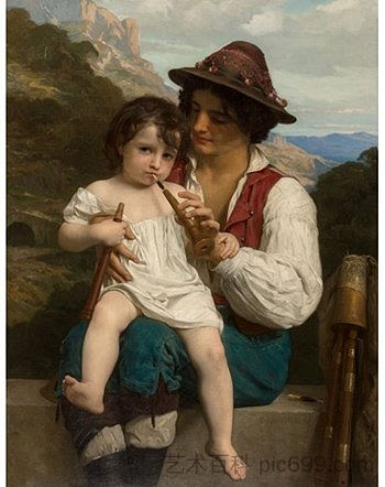 长笛课 The Flute Lesson (1868),威廉·阿道夫·布格罗