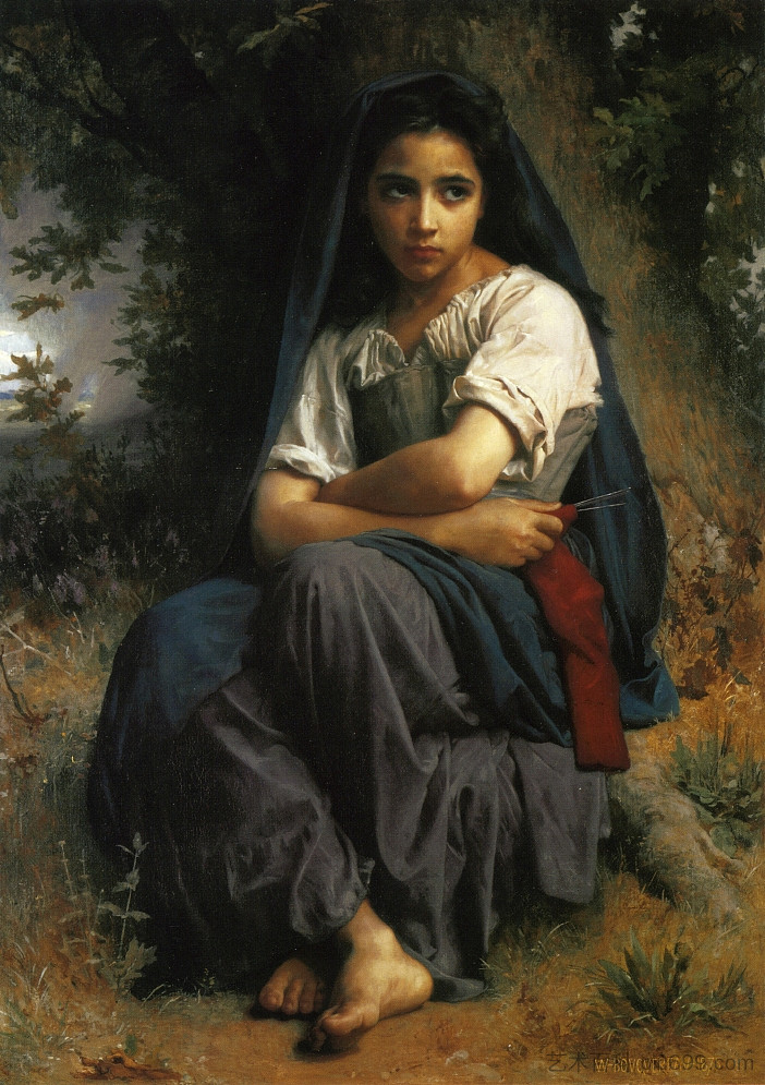 小针织师 The Little Knitter (1875)，威廉·阿道夫·布格罗