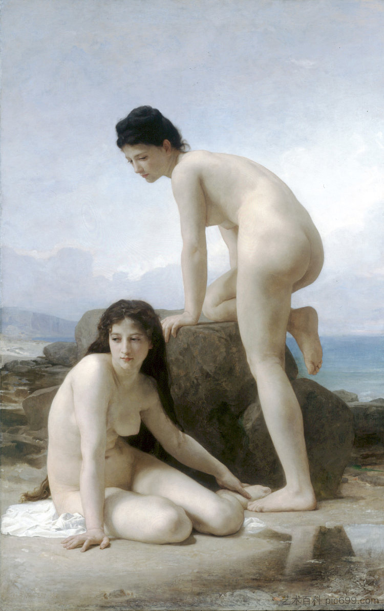 两个泳客 The Two Bathers (1884)，威廉·阿道夫·布格罗