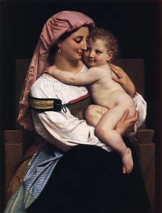切尔瓦拉的女人和她的孩子 Woman of Cervara and her child (1861)，威廉·阿道夫·布格罗