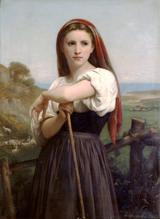 年轻的牧羊女 Young Shepherdess (1868)，威廉·阿道夫·布格罗