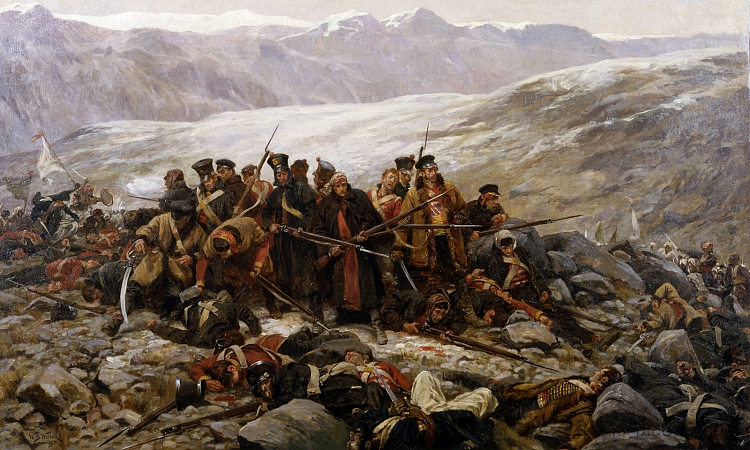 第44团在高达克的最后一站,1842年 The Last Stand of the 44th Regiment at Gundamuck, 1842 (1898),威廉·巴恩斯·沃伦