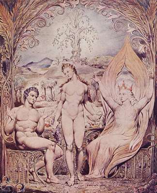 大天使拉斐尔与亚当和夏娃 Archangel Raphael with Adam and Eve (1808)，威廉·布莱克