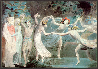 奥伯伦、缇坦妮雅和帕克与仙女跳舞 Oberon, Titania and Puck with Fairies Dancing (c.1786)，威廉·布莱克