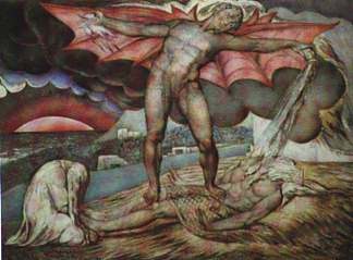 撒旦用疖子刺杀约伯 Satan smiting Job with boils (1826)，威廉·布莱克